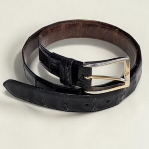 Vintage W. Kleinberg Sherrill Genuine Alligator Leather Belt Womens L 38 Black
